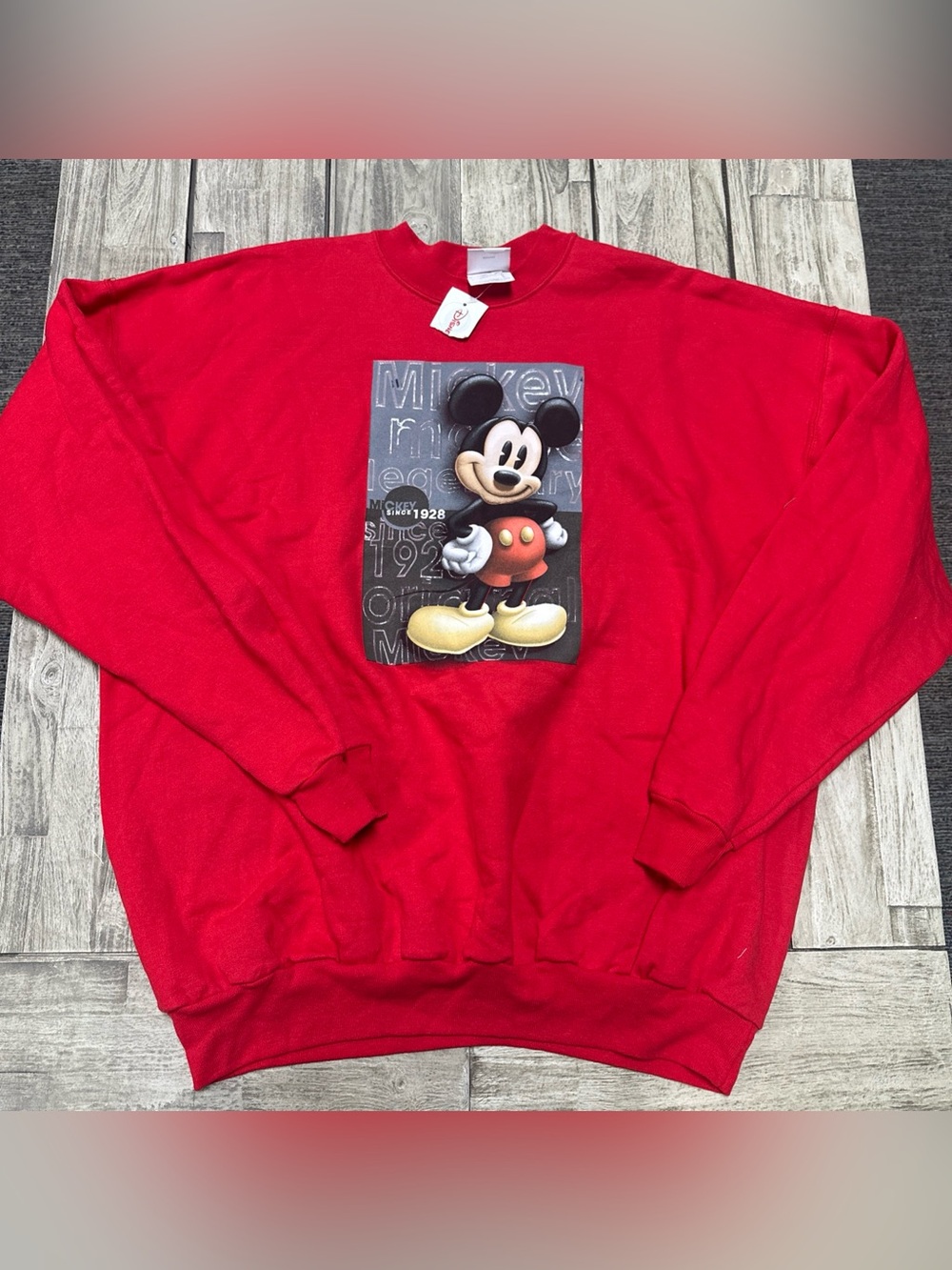 NWT Vintage 90s The Disney Store Mickey Mouse Crewneck Sweatshirt XL Red